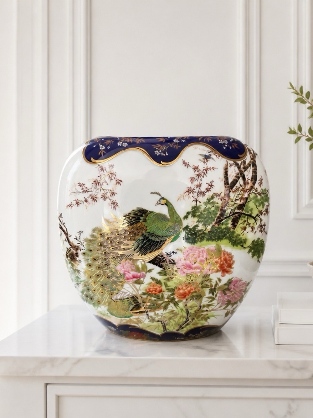 Elegant Peacock Ceramic Vase